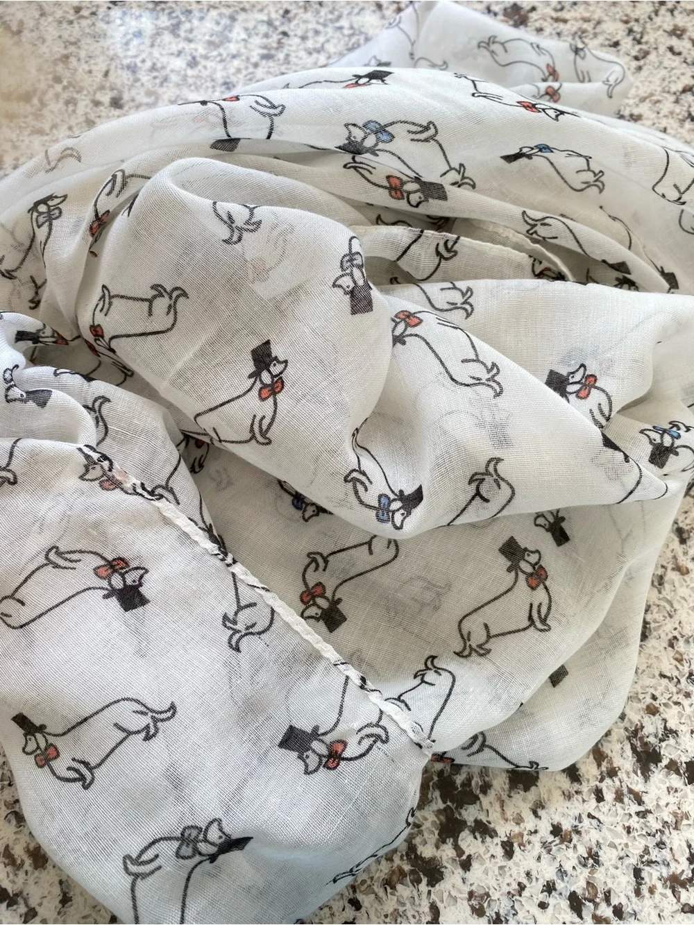 Daschund Novelty Print Gauze Large Scarf Travel Wrap